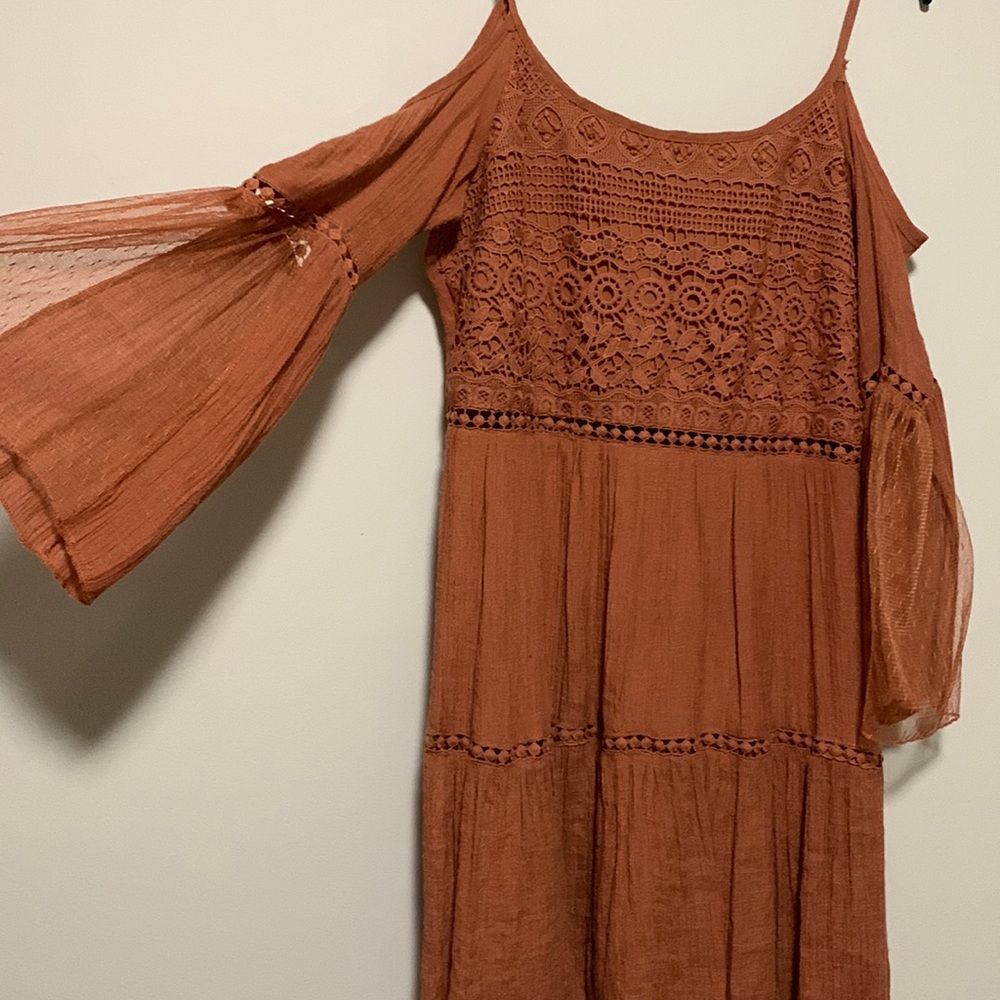 Dress Color: Rust with lace embroidery,Size: Medium ,Brand:Vivid Importers